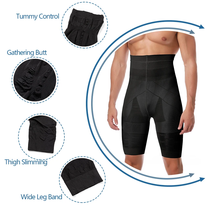 Tummy Control Shorts Men Shapewear High Waist Thigh Slimming Abdomen Belly Flat Body Shaper Underwear Compression Boyshort Boxer