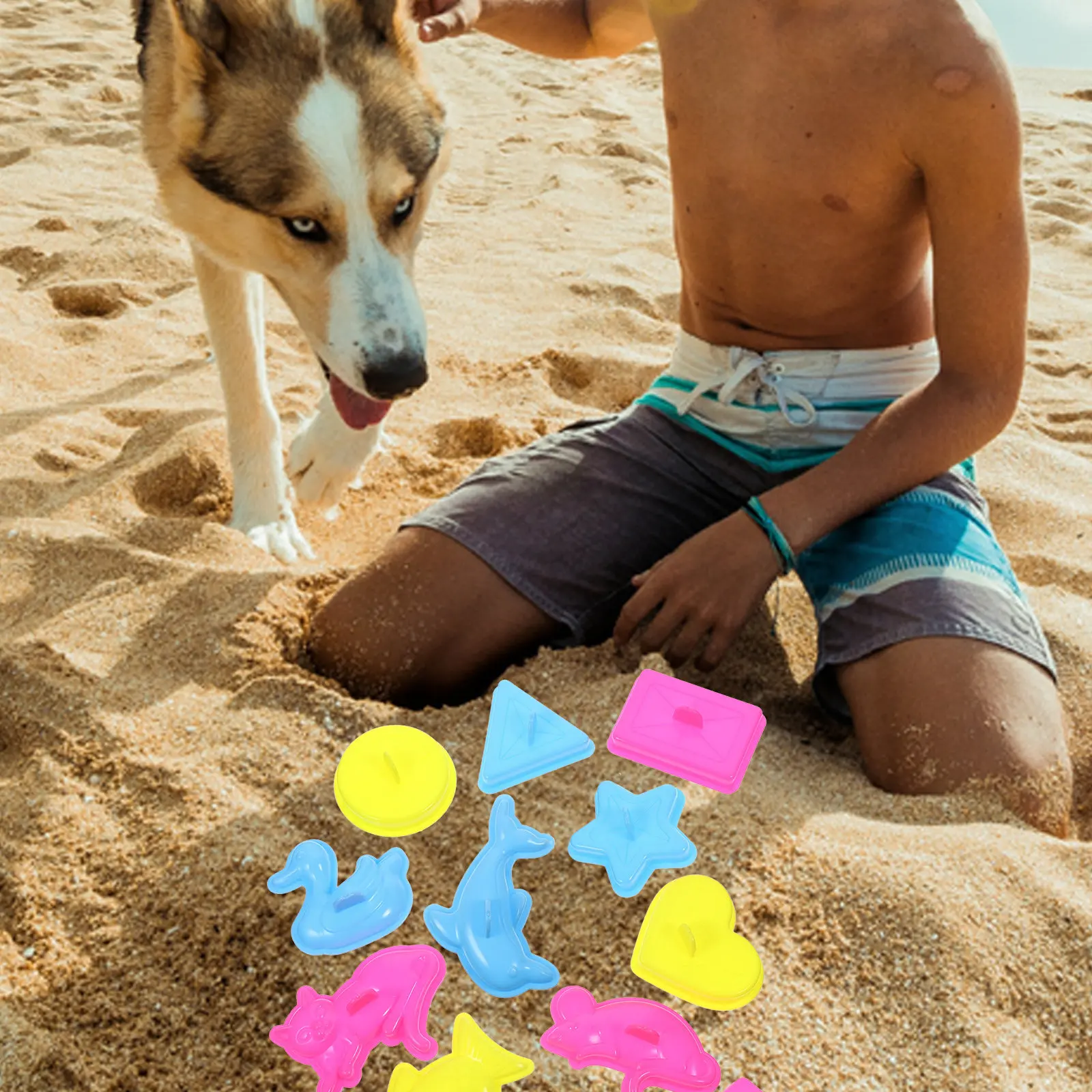 

Набор из 12 формочек для песка в виде животных и геометрических фигур для игр с песком, для детей, для пляжа, улицы и дома, для развития мелкой моторики