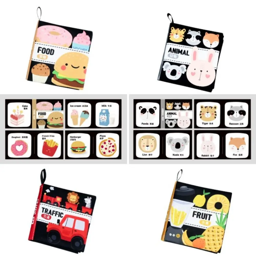 Livre interactif en tissu pour bébé de 0 à 36 mois, livre intéressant, ne soyez pas déchiré, mots pour bébé, apprentissage précoce, doux, Parent-enfant