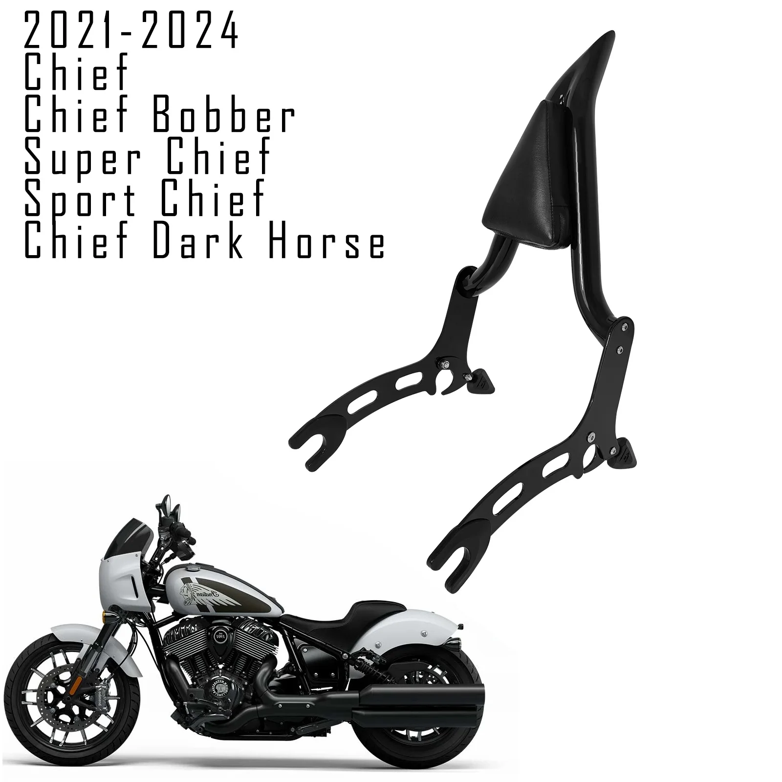 Oparcie Sissy Bar z szpulami pasujące do Indian Chief Bobber Dark Horse Super Chief Limited Sport Chief