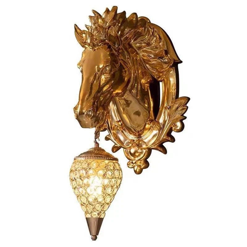 TINNY Contemporary Resin Horse Wall Lamp LED Creative Luxury Gold Sconce Light For Decor Home Living Room Bedroom