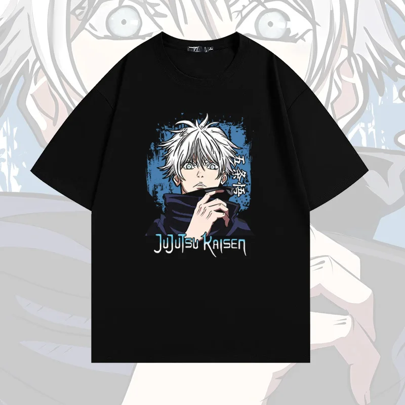 

Jujutsu Kaisen Five pure cotton short-sleeved men's T-shirts Summer loose off-the-shoulder half-sleeved tops