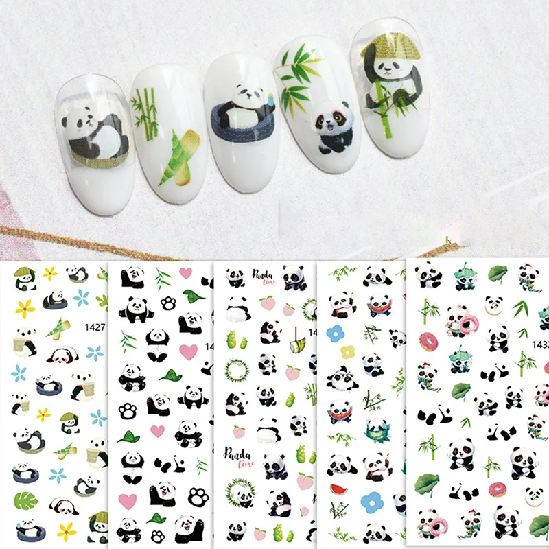 Pegatinas de Panda en relieve de dibujos animados para uñas, 1 piezas, decoración artística, calcomanías, accesorios para uñas para niños