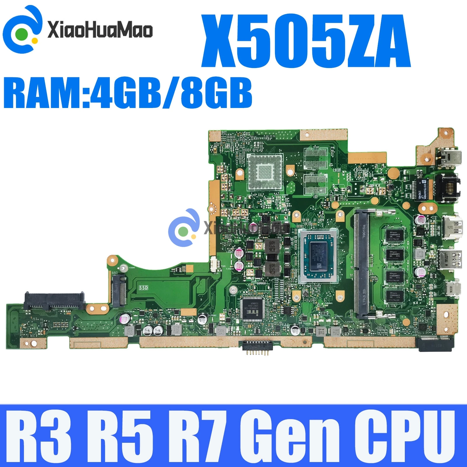 

X505ZA with R3-2200U R5-2500U 4GB/8GB-RAM Laptop Motherboard For Asus X505ZA X505Z F505Z K505Z A505Z RX505Z Notebook Mainboard