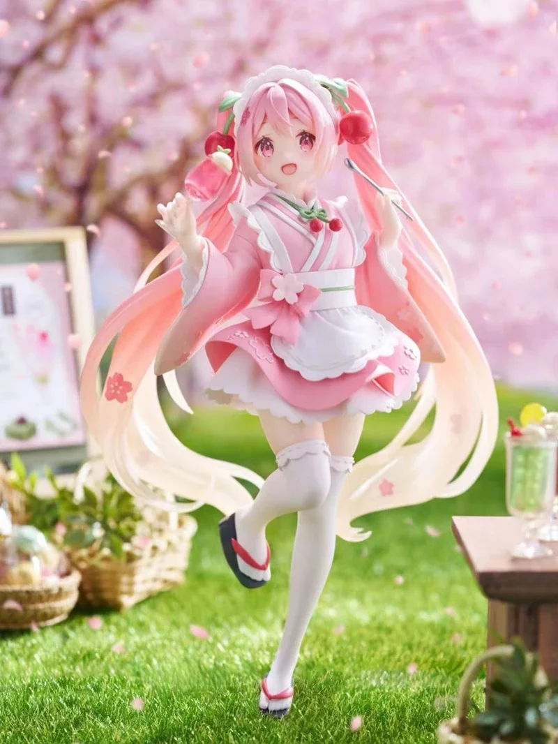 Original TAITO Sakura Hatsune Miku Wafuu Kissa Ver. Maid Coreful Figure Anime Figurine Model Collectible Toys Kawaii Gift 18CM