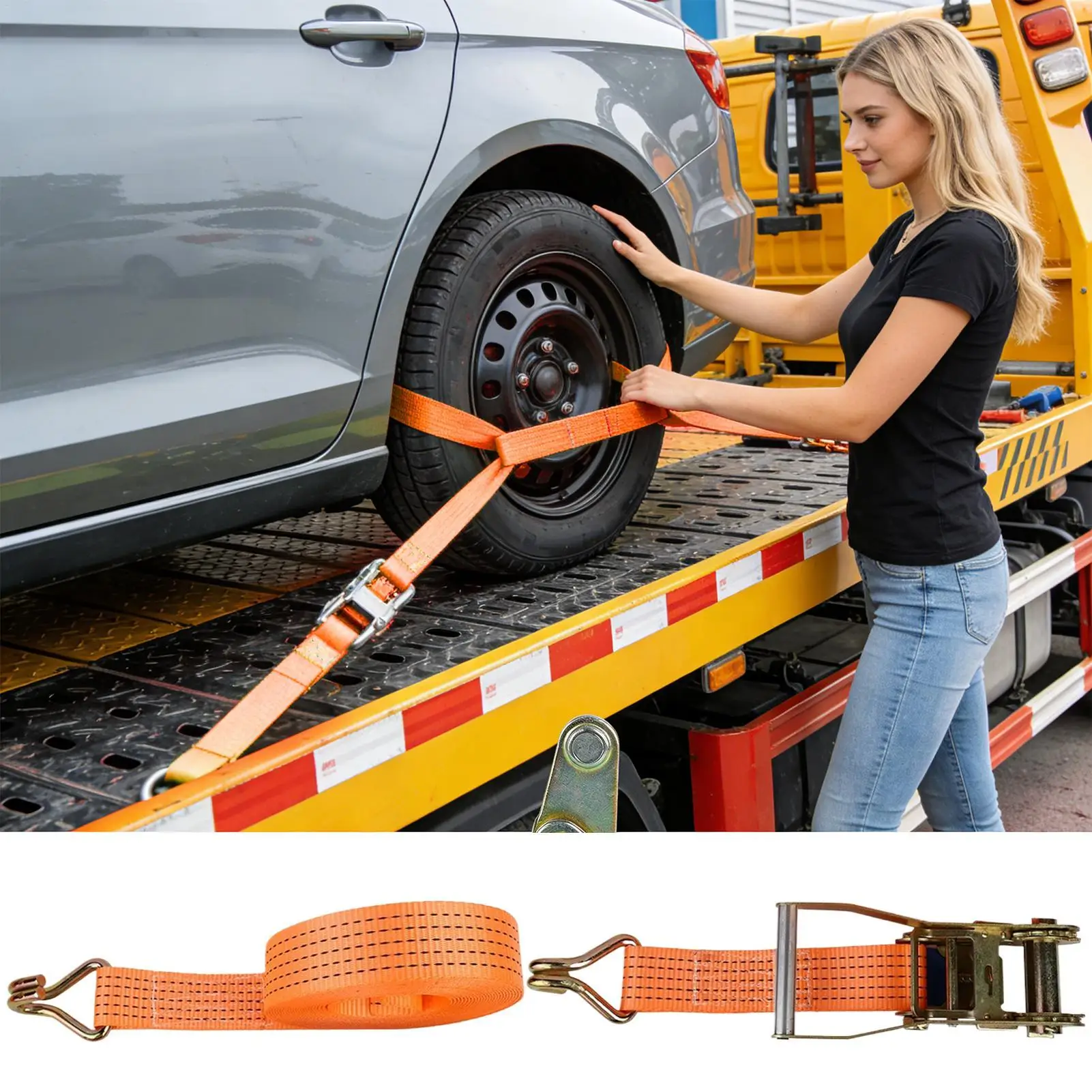 

Tire Straps 4 Piece Heavy Duty Cord Tightener Ratchet Straps For Car Van Truck Vehicle Motorcycle Bike Boat Kayak Cargo