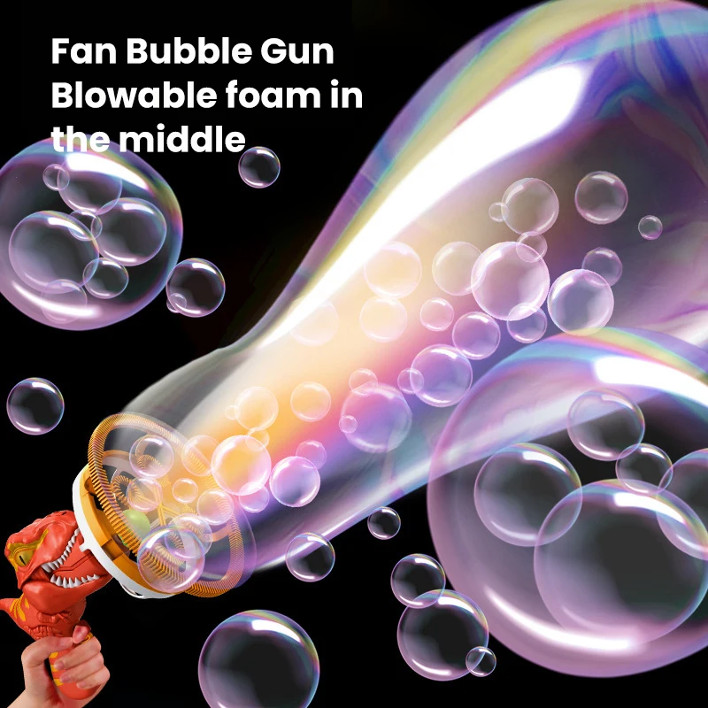 2 In 1 Dinosaur Soap Bubble Electric Bubble Gun Bubbles In Bubble Guns Toy Childrens Summer Outdoor Games for Kids Boys Girls