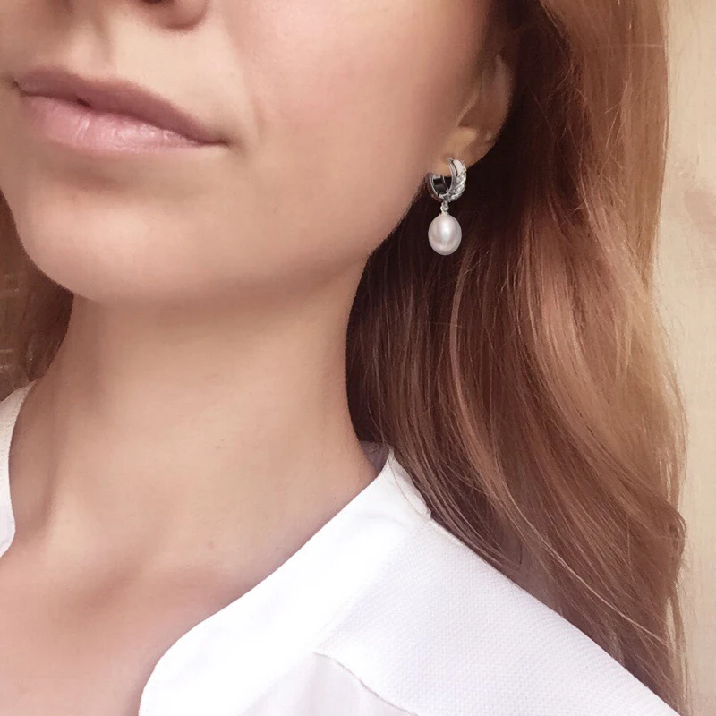 Original-Set mit Halskette und Ohrringen aus natürlichen Süßwasserperlen für Damen, zartes Perlen-Ohrring-Set aus 925er Silber, Mutter-Geburtstagsgeschenk, Weiß – Detail 9