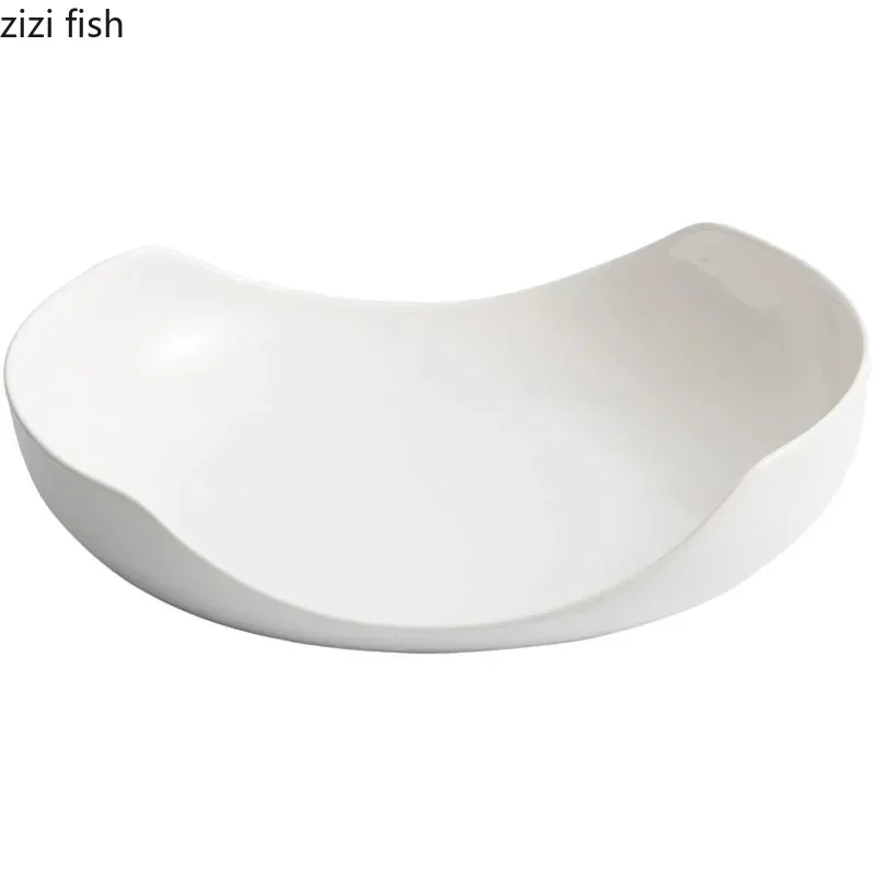 White Irregular Ceramic Plate Salad Plate Pasta Dish Serving Plate Dessert Dim Sum Dish Molecular Cuisine Restaurant Tableware #6