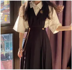 Japan Basic Preppy Style Dress Long Pleated Dress Orthodox Jk Uniform Skirt Vest Dress Female Students School Uniform