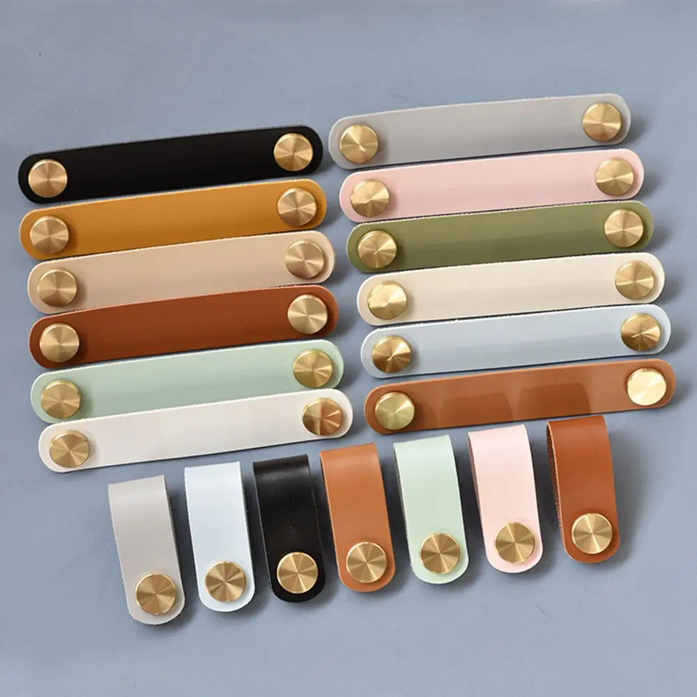 

Modern Style Artificial Leather Environmentally Soft Hardware Drawer Handle Door Pulls Leather Handle Furniture Knobs