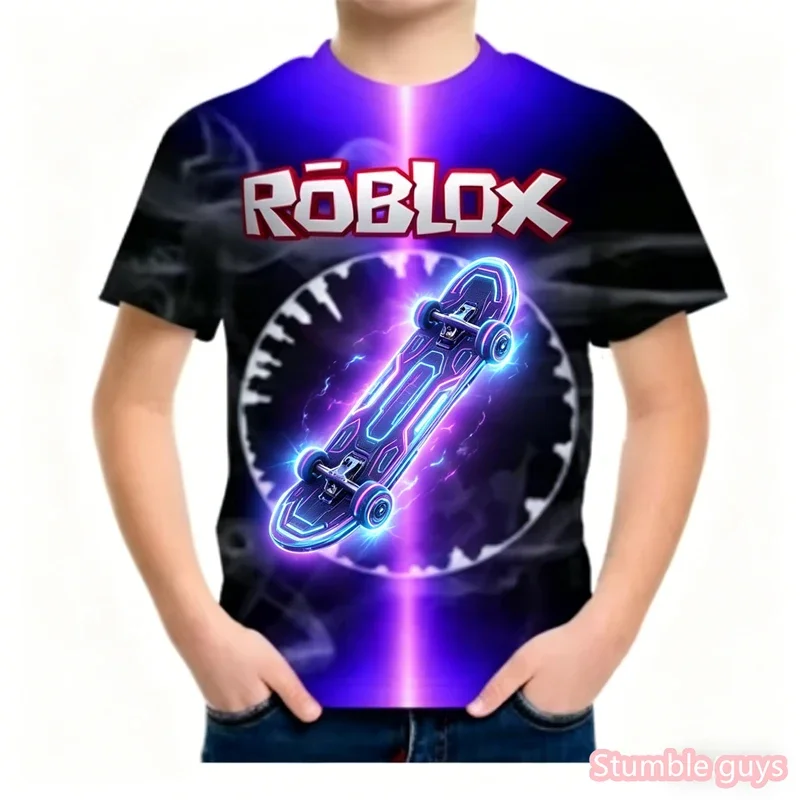 Anime New Fashion Boys Roblox T-Shirt Casual Summer Kids Gir