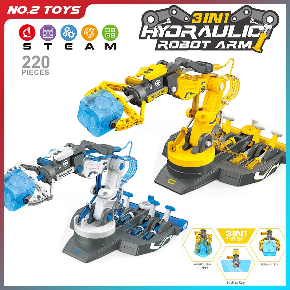 

3IN1 DIY собранный гидравлический робот с механической рукой, игрушки для мальчиков, научный эксперимент, инженерный набор игрушек, детские рождественские подарки