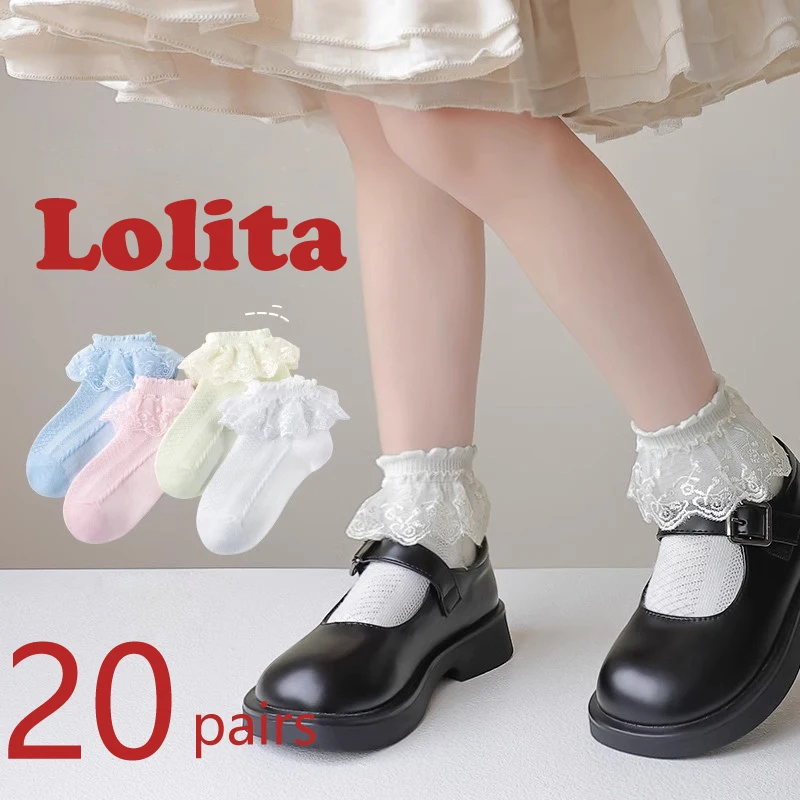 10/20 Paar Set Baby Mädchen Kinder Lolita Socken Spitze Rüschen Prinzessin Mesh Kinder Knöchelkurze Atmungsaktive Baumwolle Weiße Kleinkind Socken