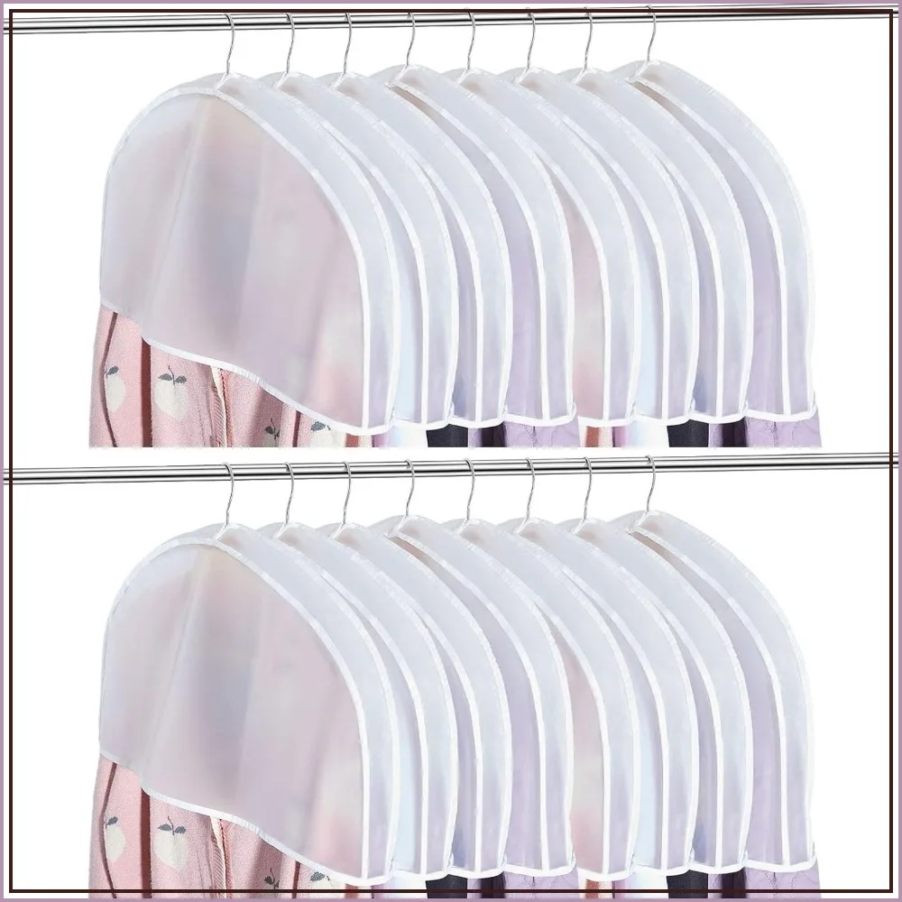 

24 Pcs 2" Gusseted Shoulder Covers for Hanging Clothes, 24" x 12" Plastic Garment Dust Covers Protectors for Closet Storage Suit, Coats, Jackets, Dress
