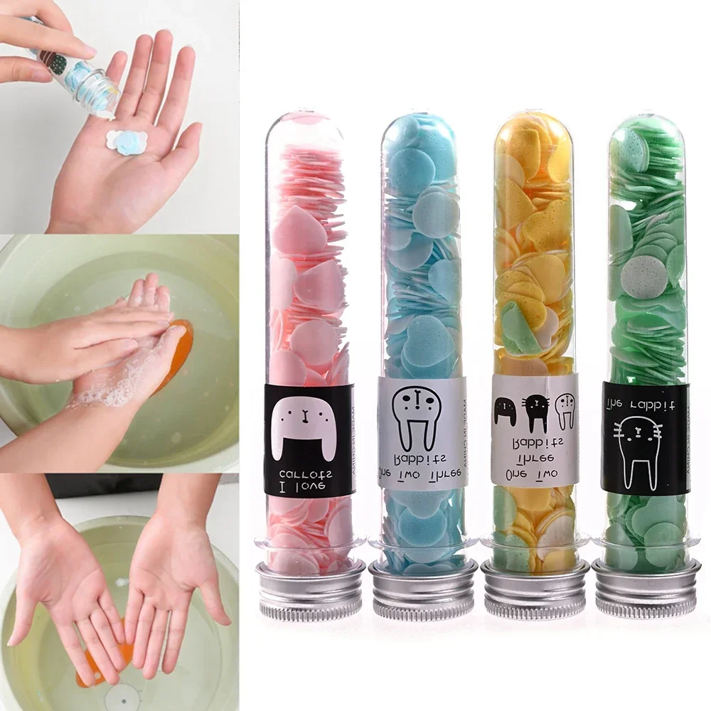 Travel Disposable Paper Soap TabletsTest Tube Soap Outdoor  Flower Paper Bottle Flower Soap Tablets Portable Hand Washing