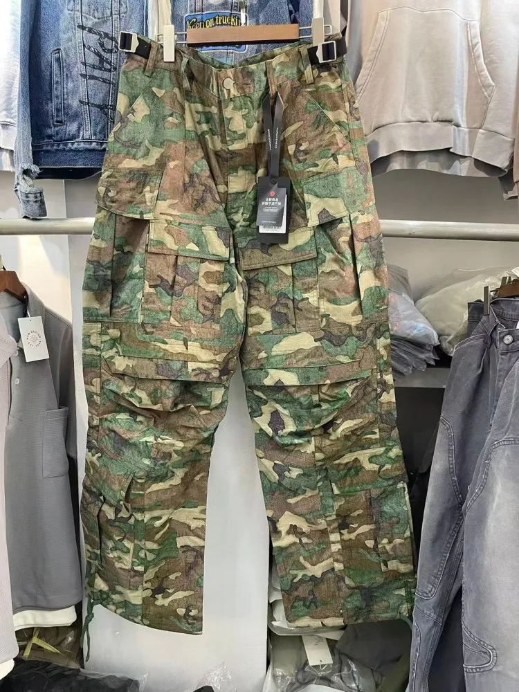 

Retro American Brand Camouflage Work Pants Loose Fit Casual Trousers ex Long Pants Casual Cotton Straight Leg Trousers