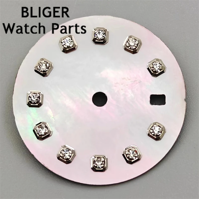 BLIGER 20.5mm Watch Dial For Ladies Watch Fit NH05A NH05 Automatic Movement Date Display Silver/Gold/Rose gold Diamond Index