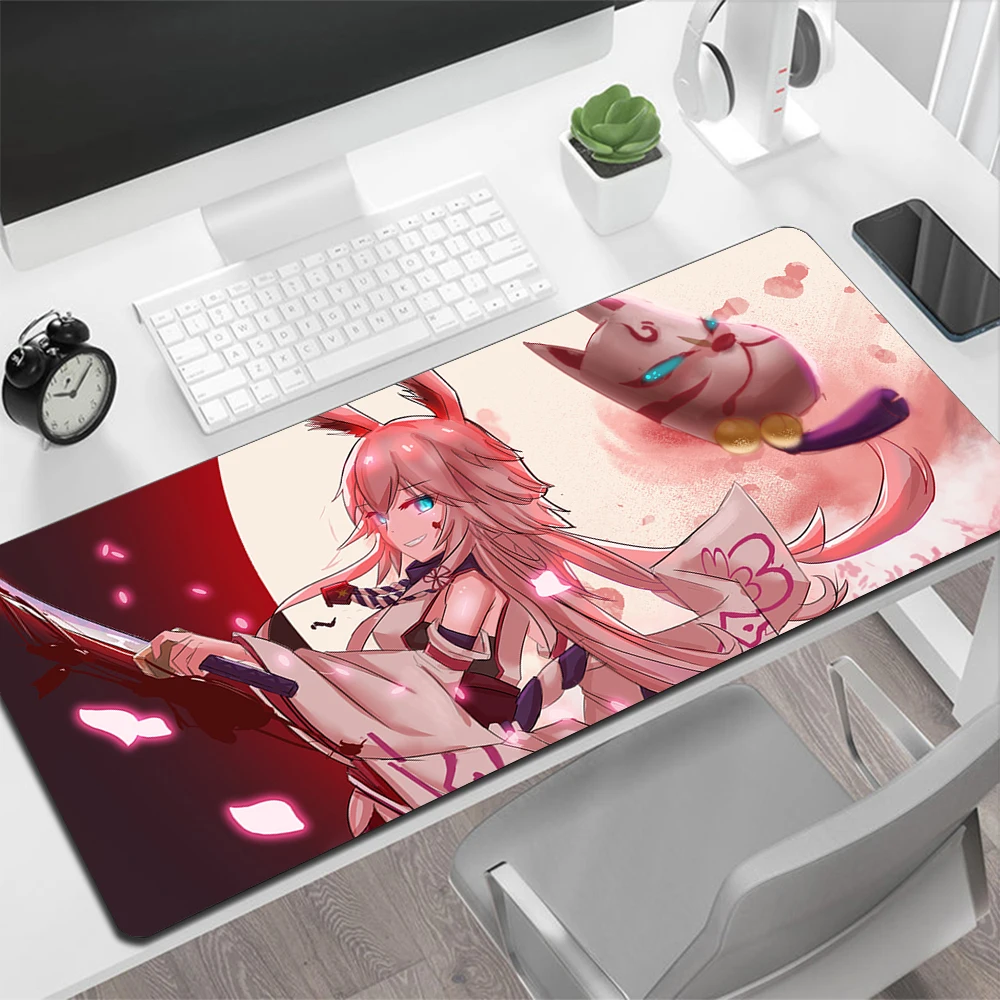 Pink Flower Hair Girl Yae Sakura Gaming Mouse Pad Large Mouse Pad PC Gamer Computer Mouse Mat Big Mousepad XXL Keyboard Desk Mat