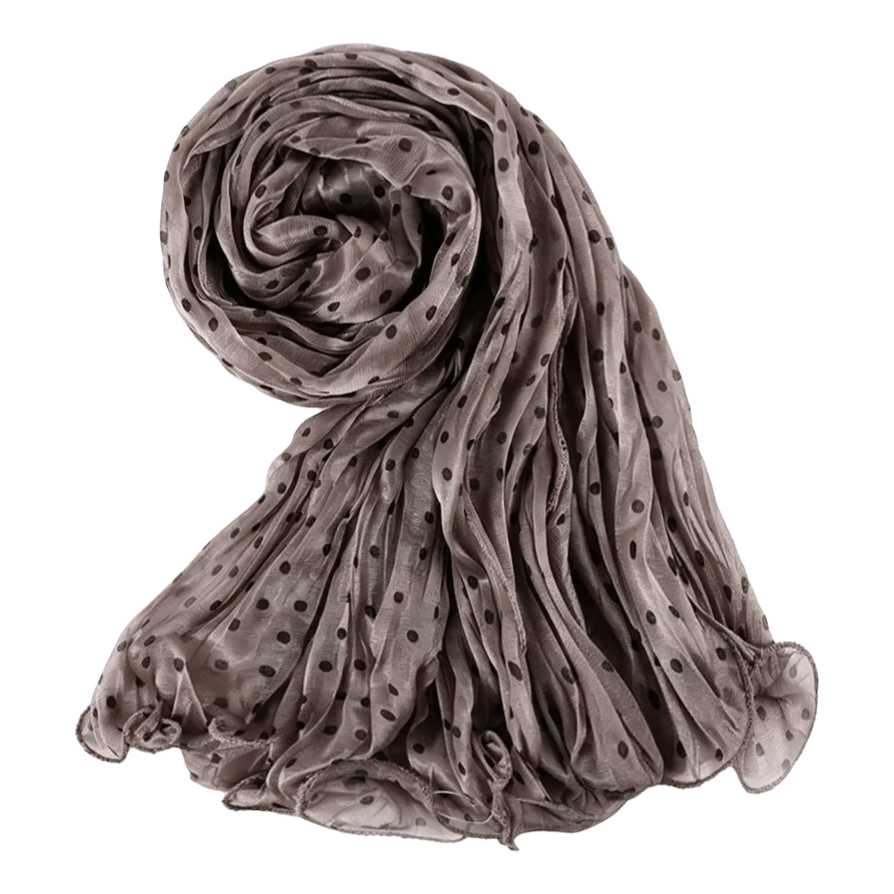 High Qulaity polka dot Silk Scarf Shining Ruffled Edge Sunscreen shawl Long Chiffon Head Wrap Outdoor
