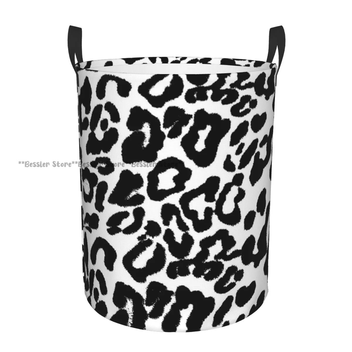 Leopard Print Laundry Basket Folding Dirty Clothes Toys Storage Bucket Household