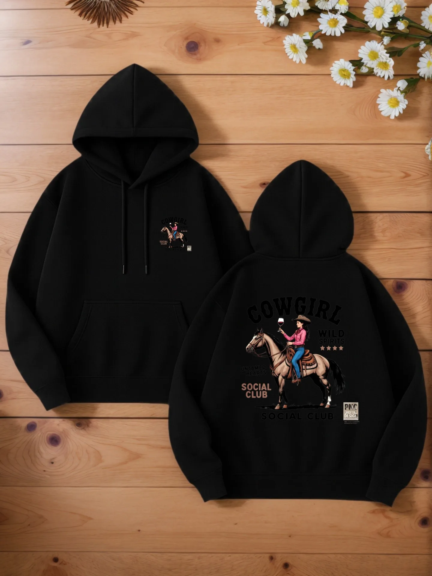 

Толстовка с рисунком для мужчин, Cowgirl - тематический графический принт, повседневный стиль, на флисовой подкладке, для повседневной носки, для молодых мужчин