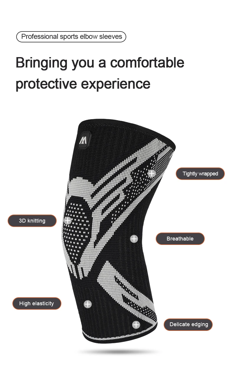 1pc Padded Elbow Compression Sleeve, Elastic Elbow Support Brace, Breathable Sports Arm Guard for Basketball, Volleyball, Tennis view 2