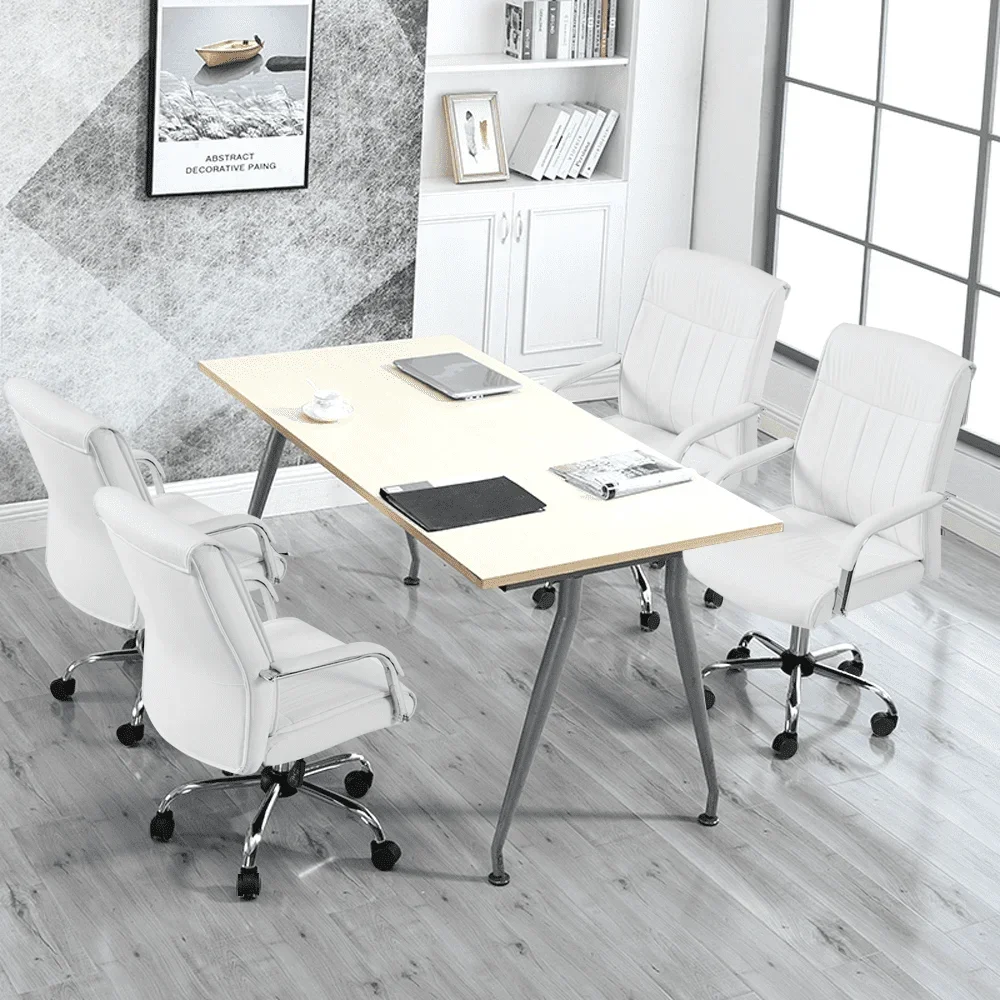 Executive-Chaise de Bureau Rembourrée à Dossier Moyen, avec Accoudoir, Réglable, pour Ordinateur, Résistante à la 360, en Cuir