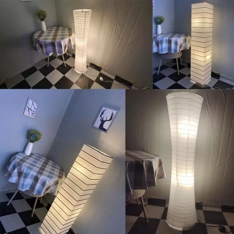 Lâmpada de assoalho papel sombra capa luz abajur arroz substituição lâmpadas japonês em pé para tons simples sala estar protetor