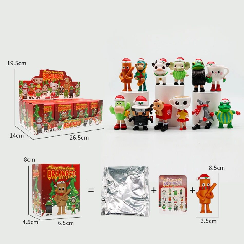 Figura Tungtungsahur de edición navideña, muñeca divertida, decoración de escritorio, Tralalero Tralala, regalos en miniatura, caja ciega, Juguetes