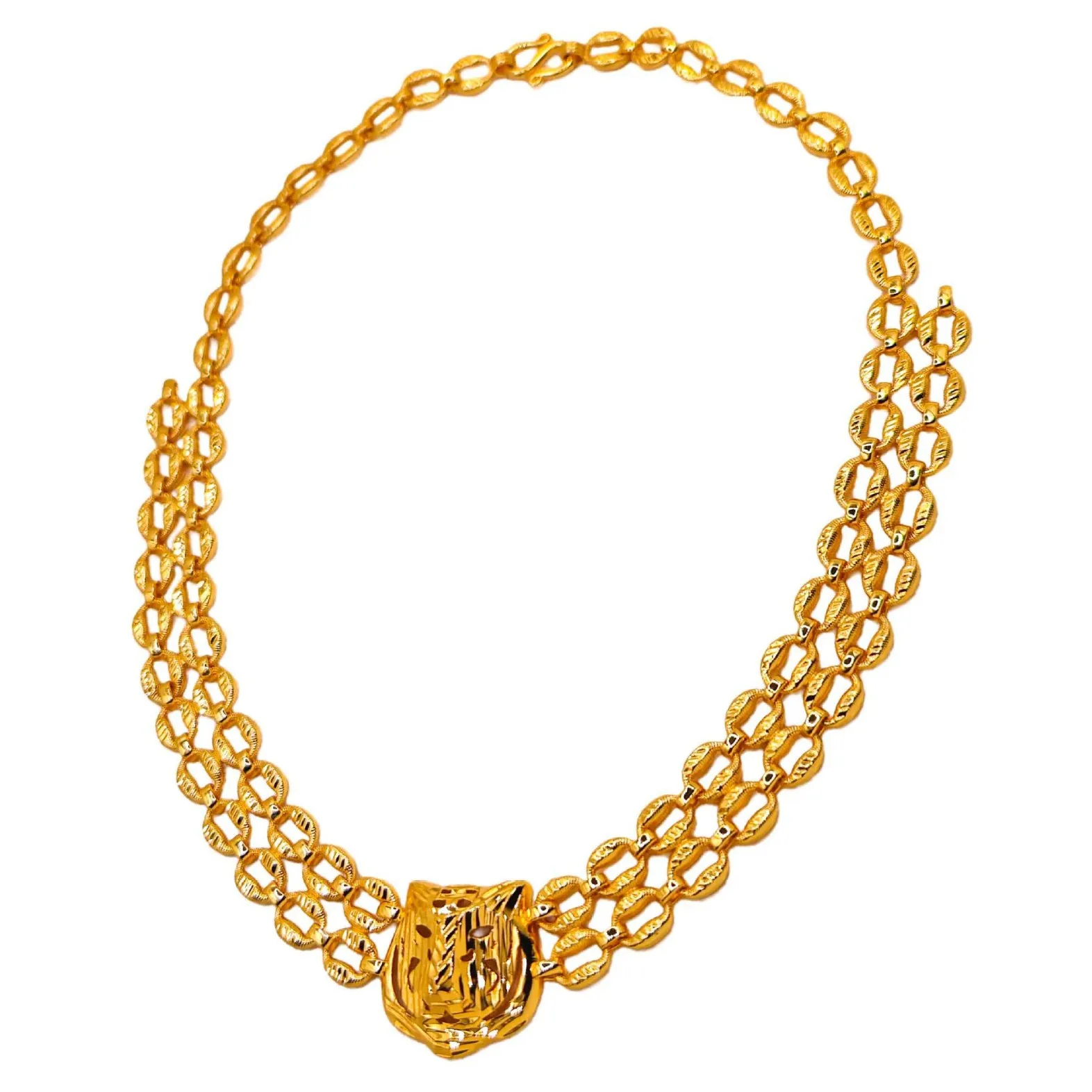 Luxury 24K 9999 Pure Gold real gold Women's Middle East Tiger Necklace Versatile Fashion Necklace