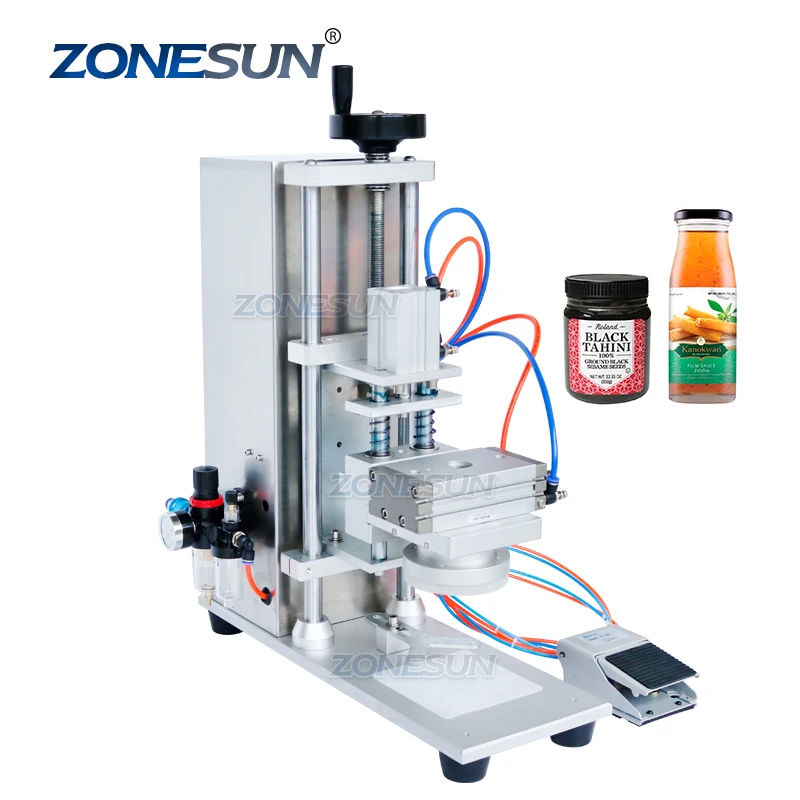 

ZONESUN ZS-XG450D Benchtop Semi Automatic Desktop Glass Bottle Tabletop Twist Off Cap Jar Capping Machine