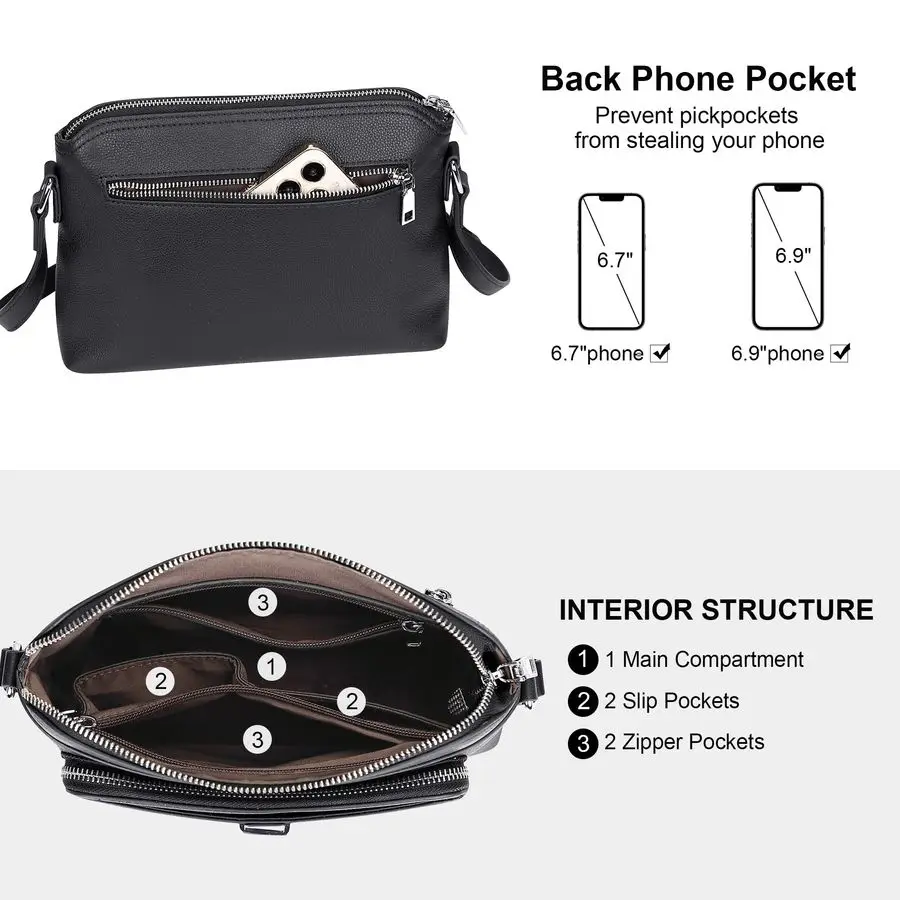 

Leather Crossbody Bags for Women Small Ladies Handbags and Purses with Card Slots