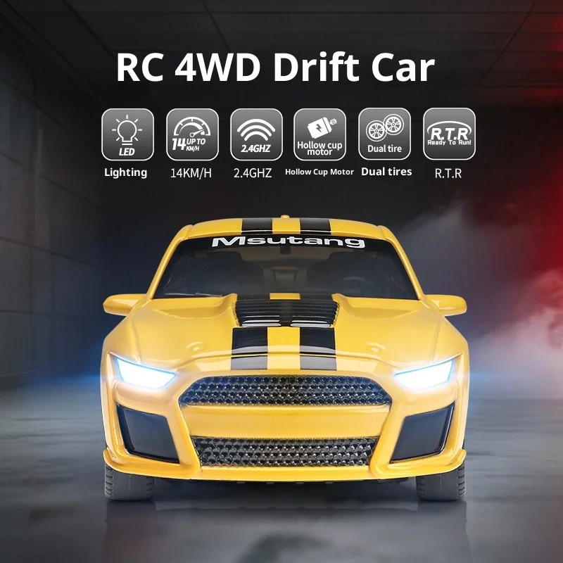 K4308 Ferngesteuertes Auto 1:43 Coole Beleuchtung Elektrischer Allradantrieb Drift-Rennwagen Sportwagenmodell gibt Jungen als Geschenk