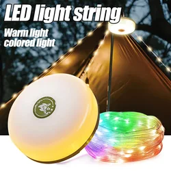 10M Camping String Light 4-in-1 Tent Light Rechargeable RGB&Warm Light 8 Mode Outdoor/Indoor Hanging LED Fairy Light for Camping