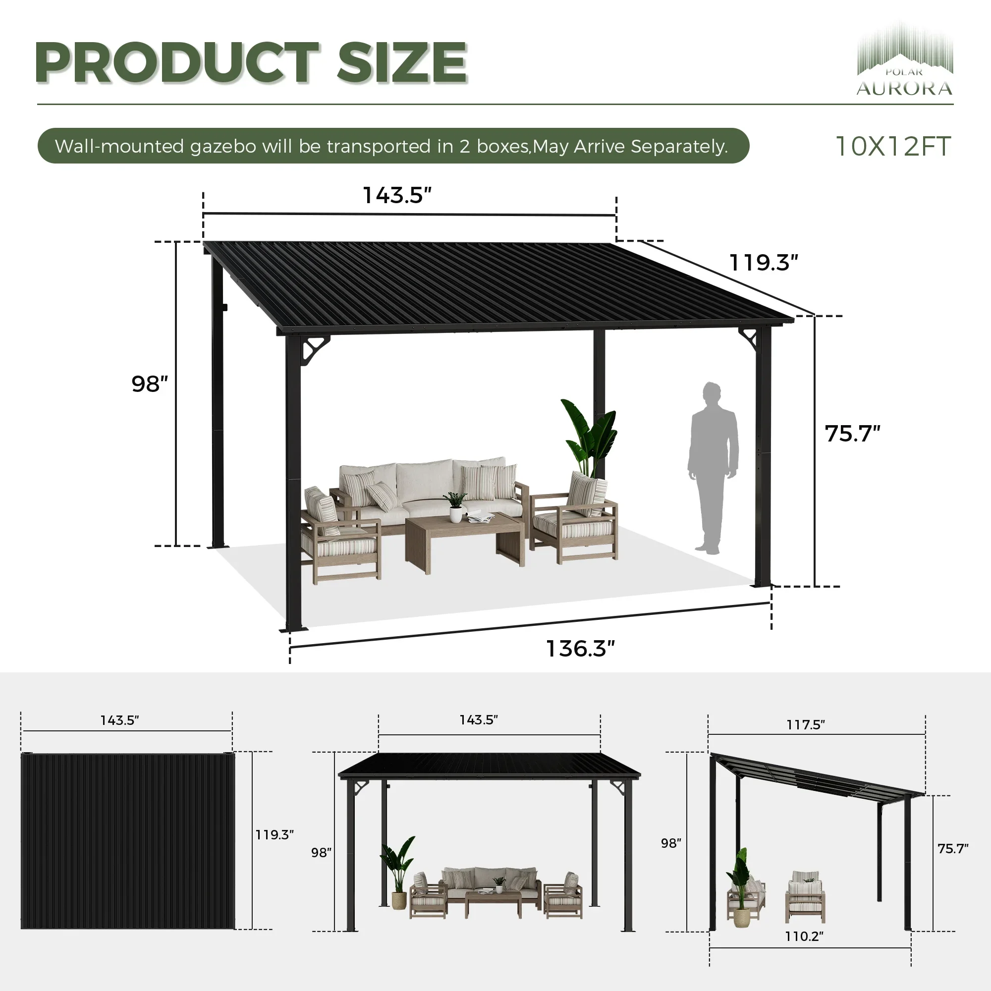 

Wall Mounted Outdoor Pergola Steel Roof Patio Backyard Garden Waterproof Shelter Lean To Gazebo Galvanized Metal Shelter Pro