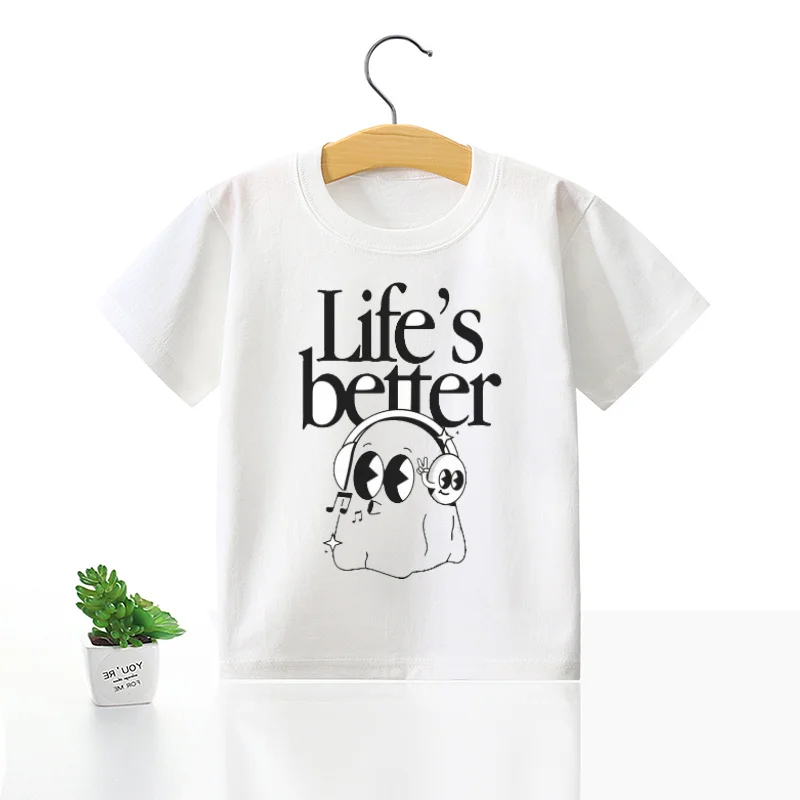 Детская футболка с принтом Good Day, милый Повседневный хлопковый топ с коротким рукавом для мальчиков и девочек, летняя детская дышащая одежда