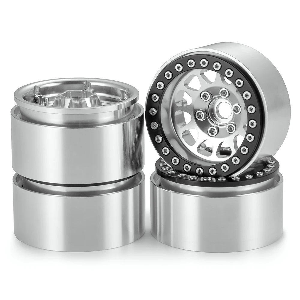 

4pcs 1.9" Deep Dish Beadlock Wheels, 10mm Hub Negative Offset Rims for 1/10 RC Crawler SCX10 TRX4 D90 VS4-10 Gen8 MST