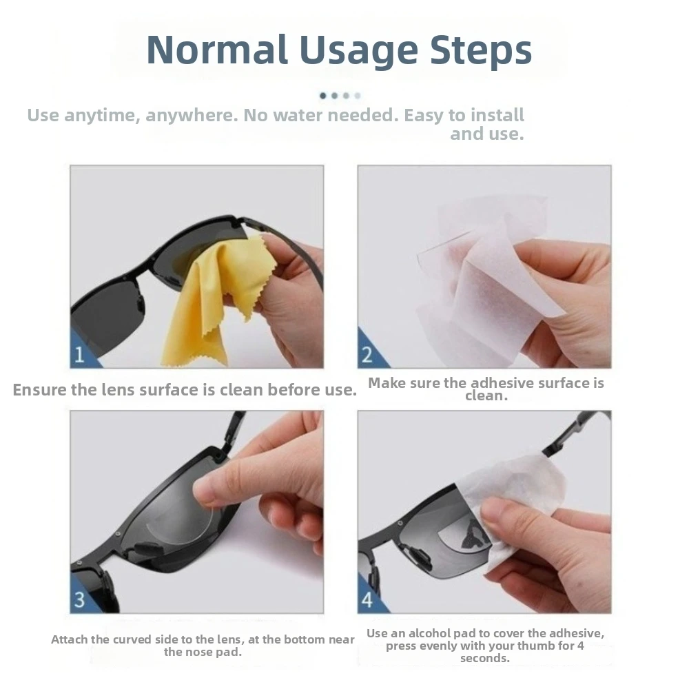 1Pair Silicone Stick-On Myopic Lenses Portable Adhesive Myopia Lens Inserts -1.0/2.0/3.0 Nearsighted Lens Patches