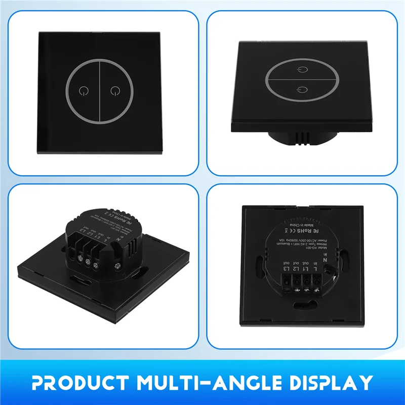 N82R Tuya Wifi Smart Switch Two-Opening Glass Panel Touch Switch Universal For European And National Standards