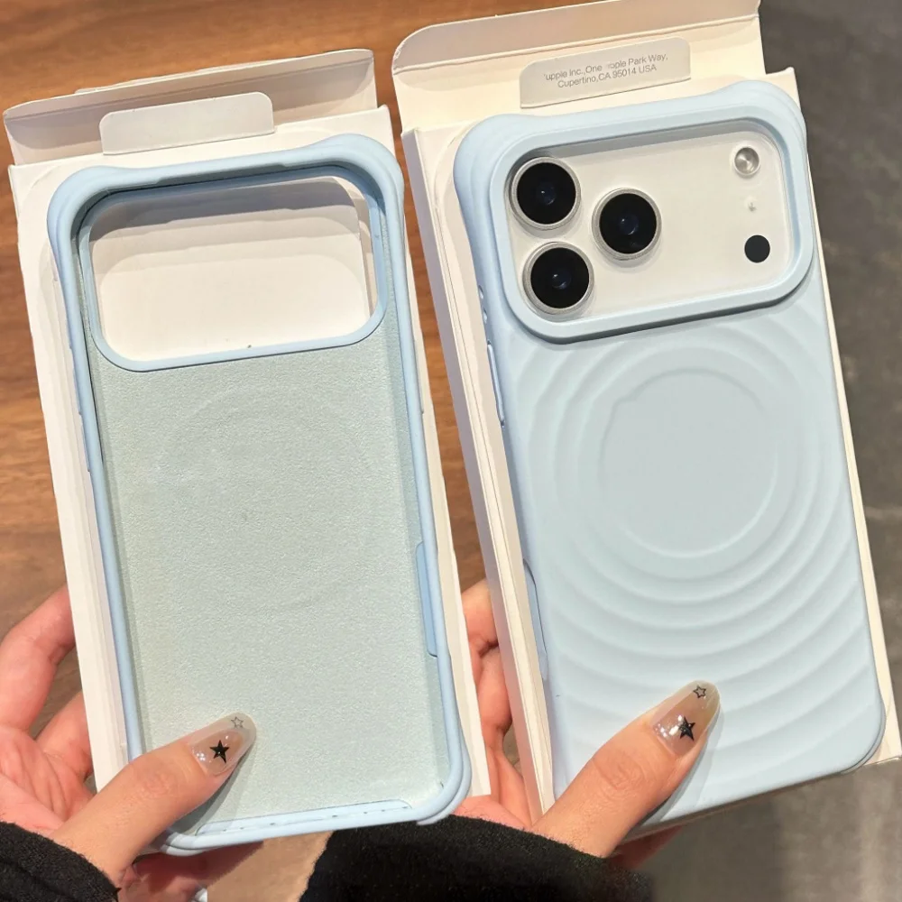 Funda protectora de terciopelo de silicona Candy a prueba de golpes para iPhone 17 Air 16 15 14 13 Pro Max Plus para Magsafe Water Ripple Magnet Capa