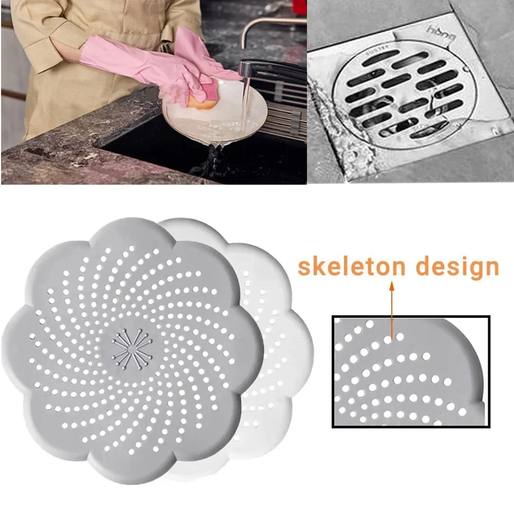 Shower Hair Catcher Strainer, Floor Drain Cover Silicone Hair Stopper with Suction Cup Mesh for Bathroom Bathtub Kitchen Sink