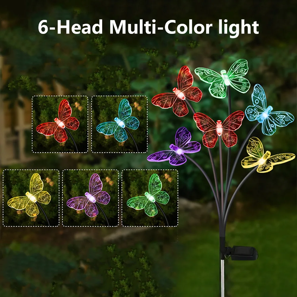 Solar LED Lights Outdoor Waterproof Garden Butterfly Sunlight LED Lamp Landscape Lawn Light Home Decor Lamp 6/8/10 Heads 조명 image 3