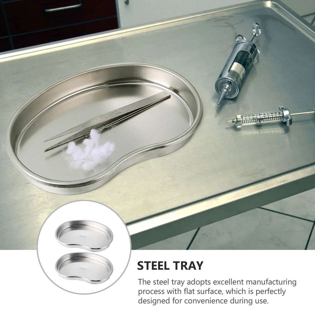 

2 Pcs Medical Curved Disc Anti-corrosion Tray Procedure Stainless Steel Instrument Mirror Polished