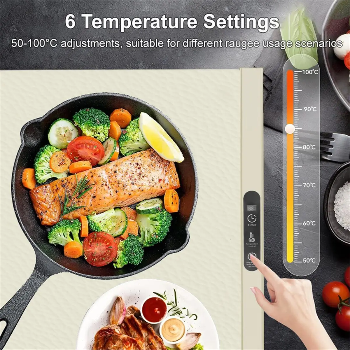 Electric Food Warmer Plate 10s Fast Heating Food Warmer Mat Foldable Dining Table Tray Food Heat Plate US Plug
