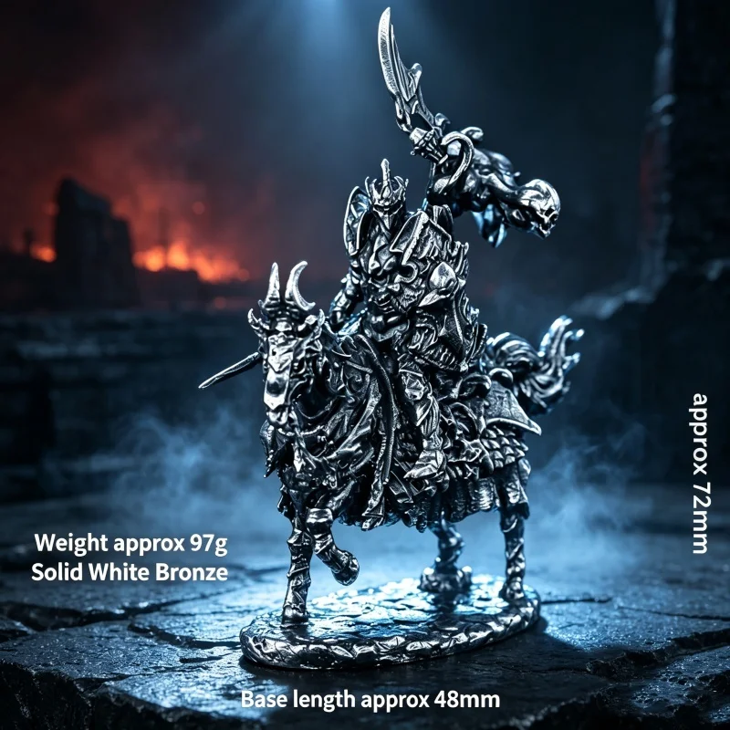 Solid White Copper Armored Cavalry Figurine Antique Metal Statue High Detail Desktop Decor Gift For Hobby Private Collectors
