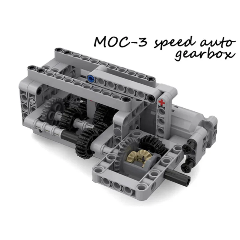 Bloques de construcción de modelo de caja de cambios de 3 velocidades, piezas MOC con función de potencia, juego de Motor L, juguetes educativos DIY