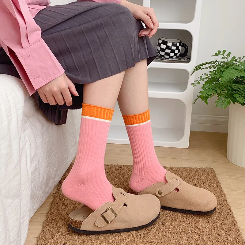 Candy Color Joint Cute Socks Cotton Ins Sports Relaxation Ventilate Designer Socks Autumn Winter Kawaii  Harajuku White Socks image 3
