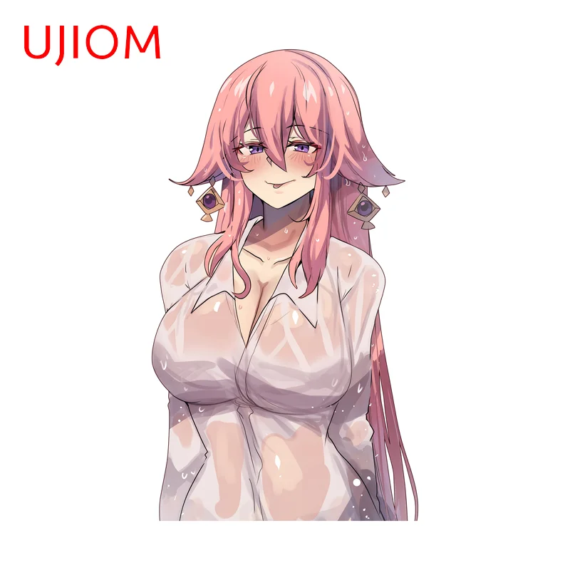 UJIOM Genshin Impact Fashion Yae Miko Wall Sticker Attractive Transparent Simulated Decal Functional Room Decoration Accessories