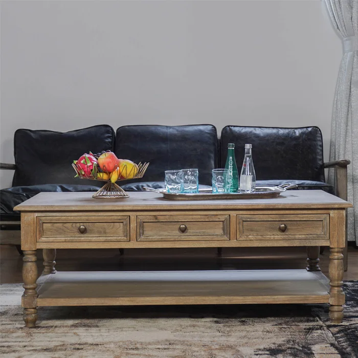 Solid wood coffee table living room household small apartment multi-functional tea table dining table dual-purpose